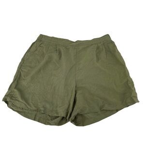 Green Linen Shorts Womens Size XXL A New Day Elastic Waist Casual Flat Front
